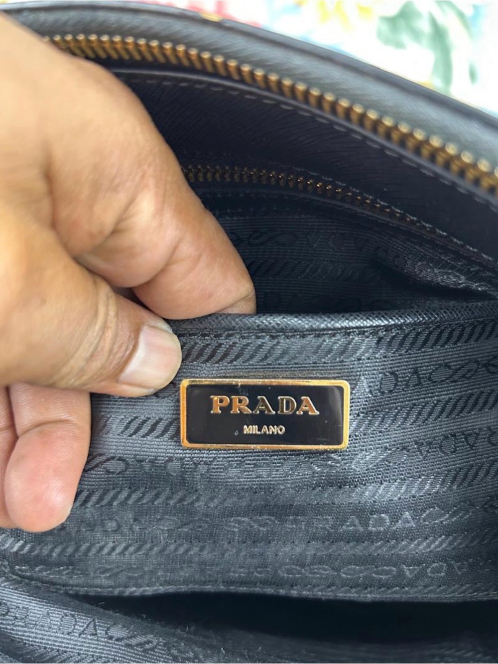 Prada Black Saffiano Leather Satchel with Gold Hardware - Picture 3 of 8